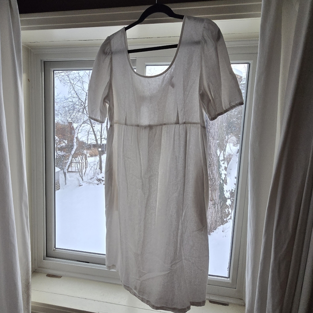 Linen Cream Tie-Back Dress Renaissance Medieval Shift Layer Cosplay - Maternity